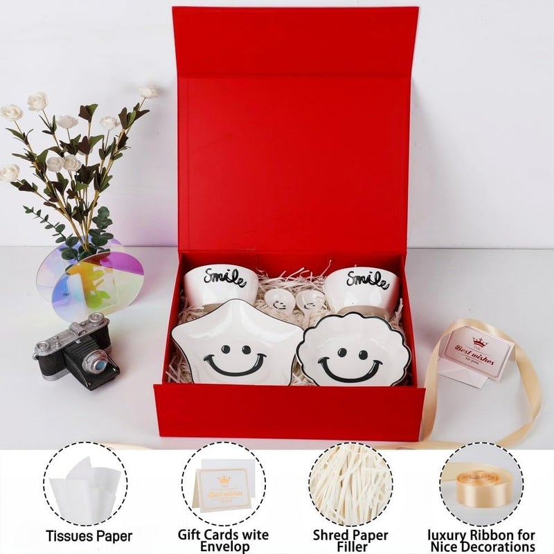 UoeRing 2 Pack Red Gift Box Large 13.5x11.8x4.7 inch Luxury Gift Box for Presents with Magnetic Closure Lid Collapsible,Birthday,Christmas,Contains Card, Ribbon, Tissue Paper,Shredded Paper Filler - Image 3